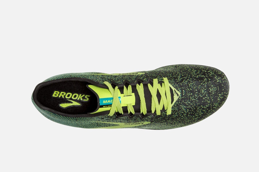 Brooks Israel Mach 19 Spikes Shoes Mens - Black/Green - DKH-347582